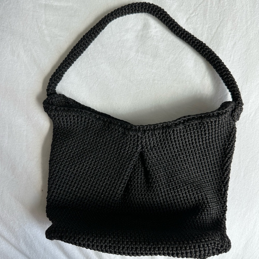 Black 90s Retro Crochet Handbag